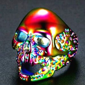 New Rainbow Punk Ring Titanium Ring Holographic by Helloice